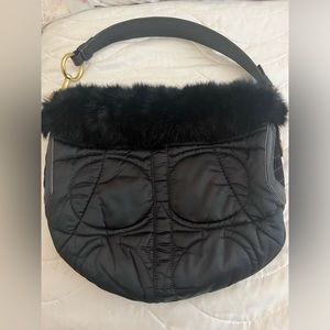 Vintage Coach Satin and Fur Bag
